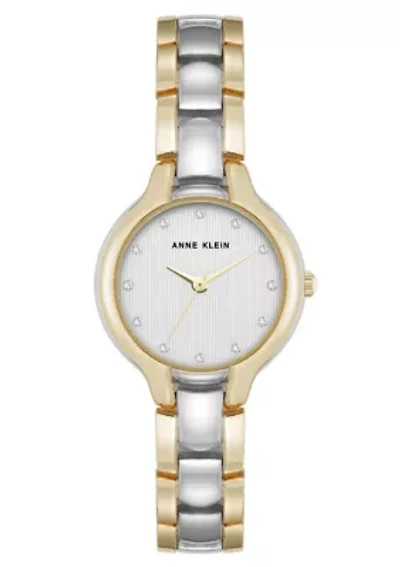 Anne Klein Women's Quartz Delicate Crystal Accented Dial Two-Tone Alloy Metal Watch, 28mm