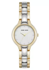 Anne Klein Women's Quartz Delicate Crystal Accented Dial Two-Tone Alloy Metal Watch, 28mm
