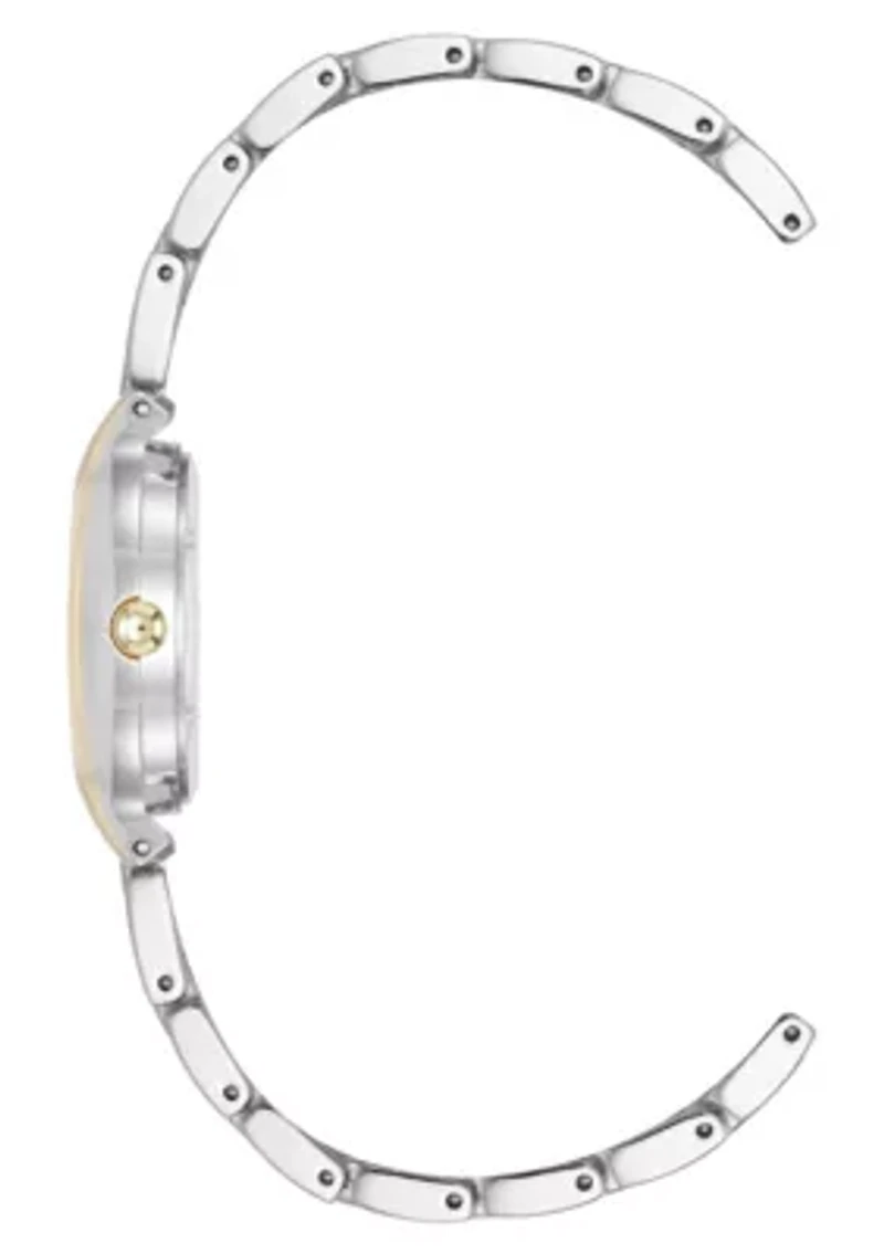 Anne Klein Women's Quartz Delicate Crystal Accented Dial Two-Tone Alloy Metal Watch, 28mm