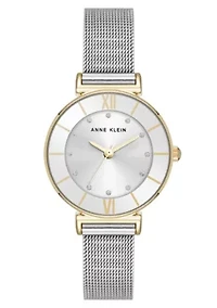 Anne Klein Women's Quartz Premium Round Two-Tone Stainless Steel Mesh Watch, 29mm