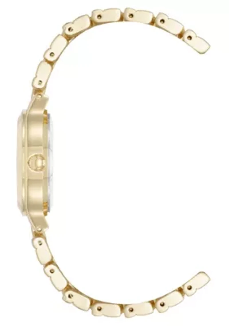 Anne Klein Women's Quartz Essential Round Gold-Tone Metal Alloy and Champagne Dial Watch, 32mm