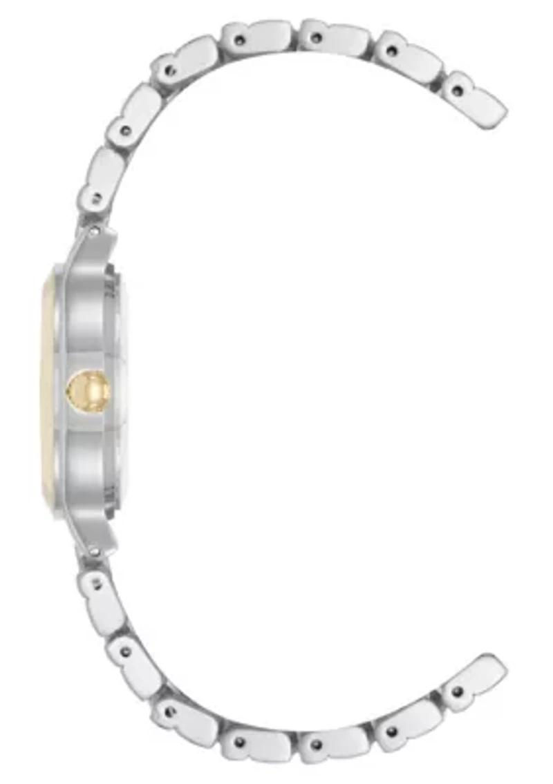 Anne Klein Women's Quartz Essential Round Two-Tone Metal Alloy and Black Dial Watch, 32mm