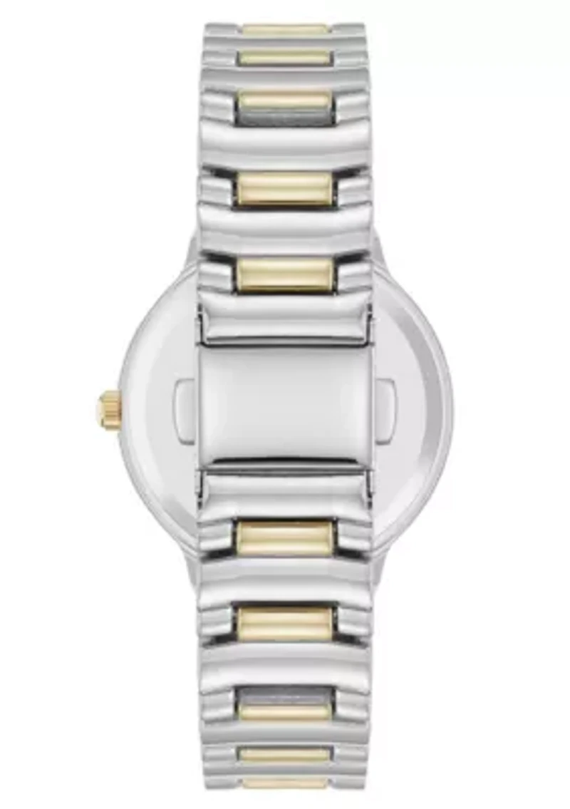 Anne Klein Women's Quartz Essential Round Two-Tone Metal Alloy and Black Dial Watch, 32mm