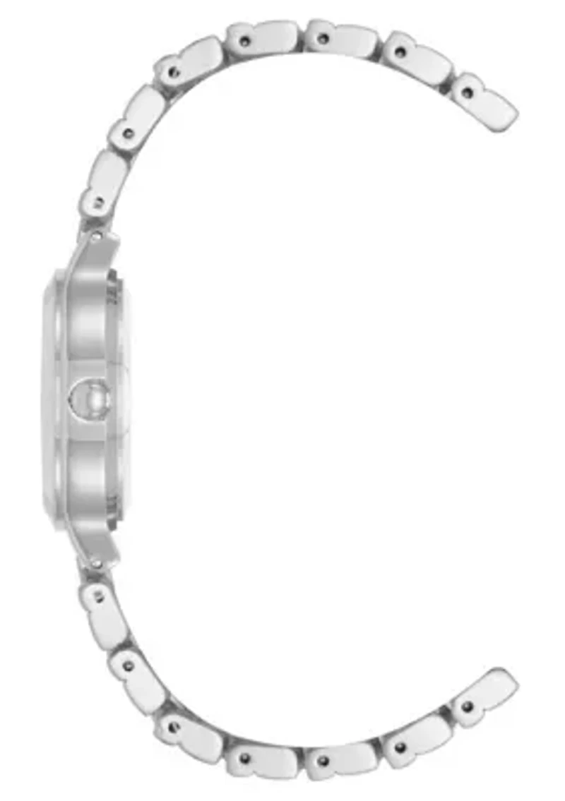Anne Klein Women's Quartz Essential Round Silver-Tone Metal Alloy and Light Blue Dial Watch, 32mm