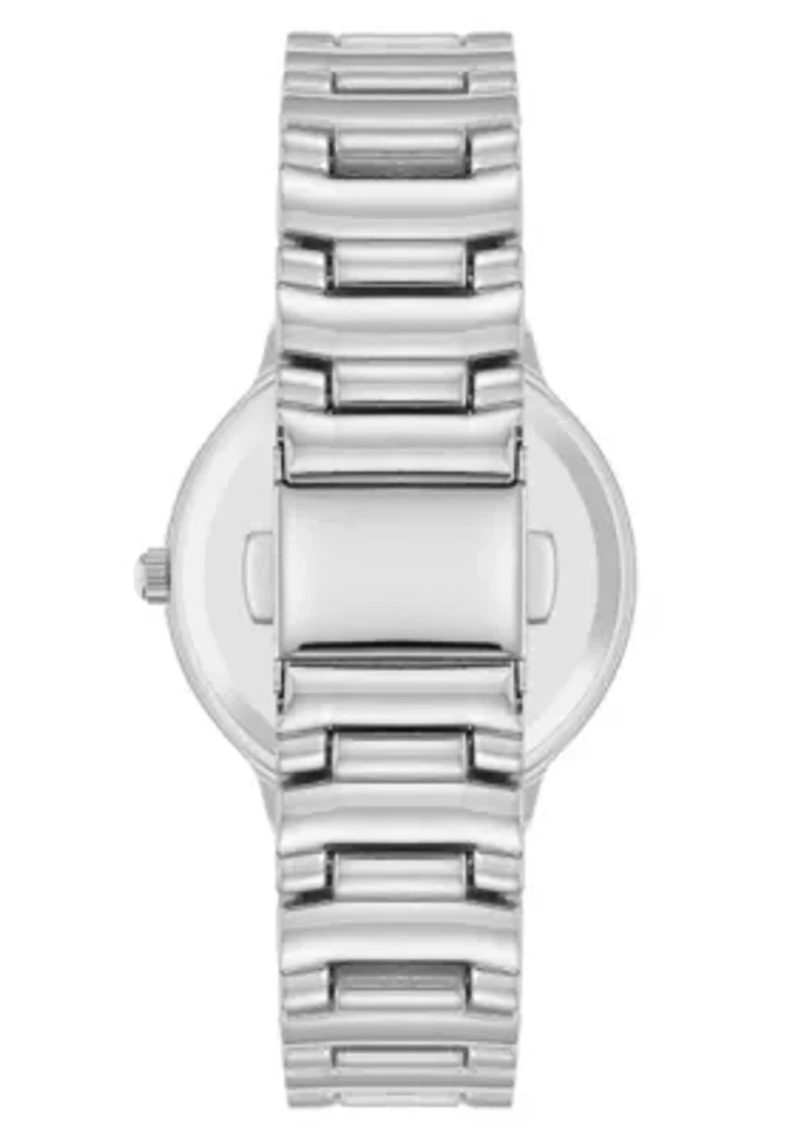 Anne Klein Women's Quartz Essential Round Silver-Tone Metal Alloy and Light Blue Dial Watch, 32mm