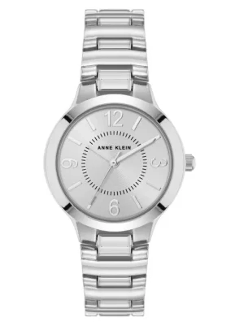 Anne Klein Women's Quartz Essential Round Silver-Tone Metal Alloy Watch, 32mm