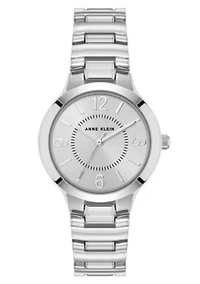 Anne Klein Women's Quartz Essential Round Silver-Tone Metal Alloy Watch, 32mm