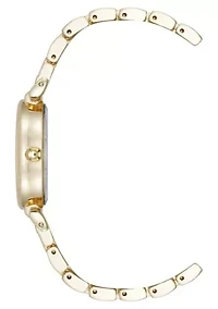 Anne Klein Women's Quartz Oval Roman Numeral Gold-Tone Metal Alloy and Black Dial Watch, 25mm