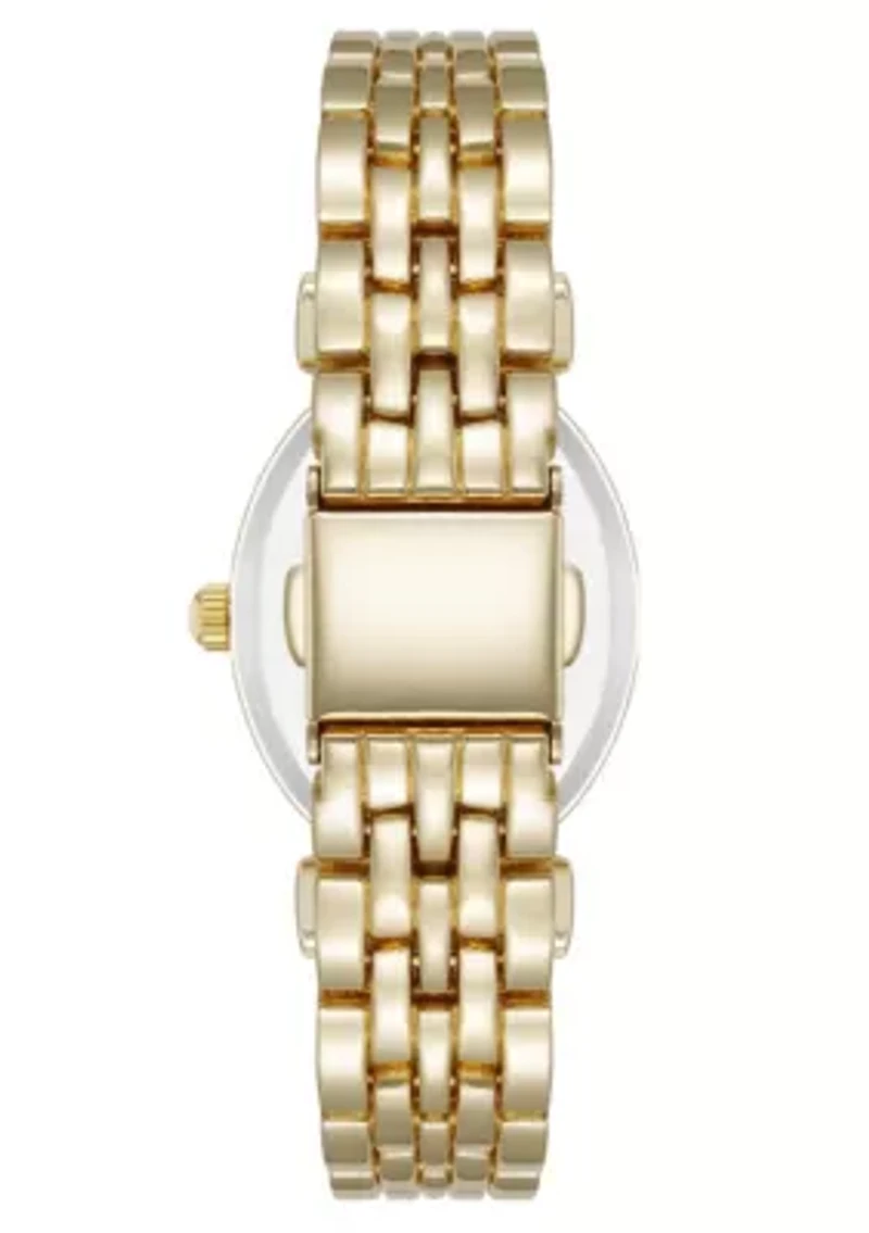 Anne Klein Women's Quartz Oval Roman Numeral Gold-Tone Metal Alloy and Black Dial Watch, 25mm