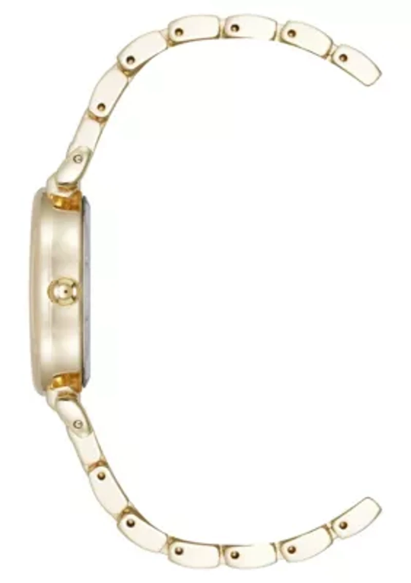 Anne Klein Women's Quartz Oval Roman Numeral Gold-Tone Metal Alloy and Champagne Dial Watch, 25mm