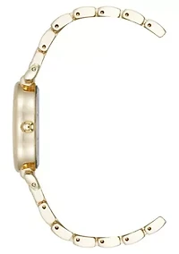 Anne Klein Women's Quartz Oval Roman Numeral Gold-Tone Metal Alloy and Champagne Dial Watch, 25mm