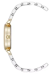 Anne Klein Women's Quartz Oval Roman Numeral Two-Tone Metal Alloy and Black Dial Watch, 25mm