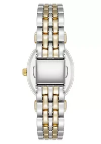 Anne Klein Women's Quartz Oval Roman Numeral Two-Tone Metal Alloy and Black Dial Watch, 25mm