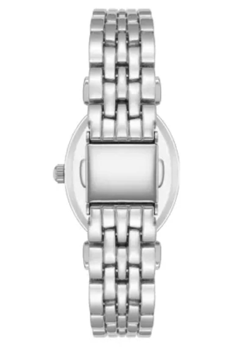 Anne Klein Women's Quartz Oval Roman Numeral Silver-Tone Metal Alloy Watch, 25mm