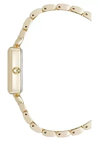 Anne Klein Women's Quartz Rectangular Roman Numeral Gold-Tone Metal Alloy and Black Dial Watch, 23mm