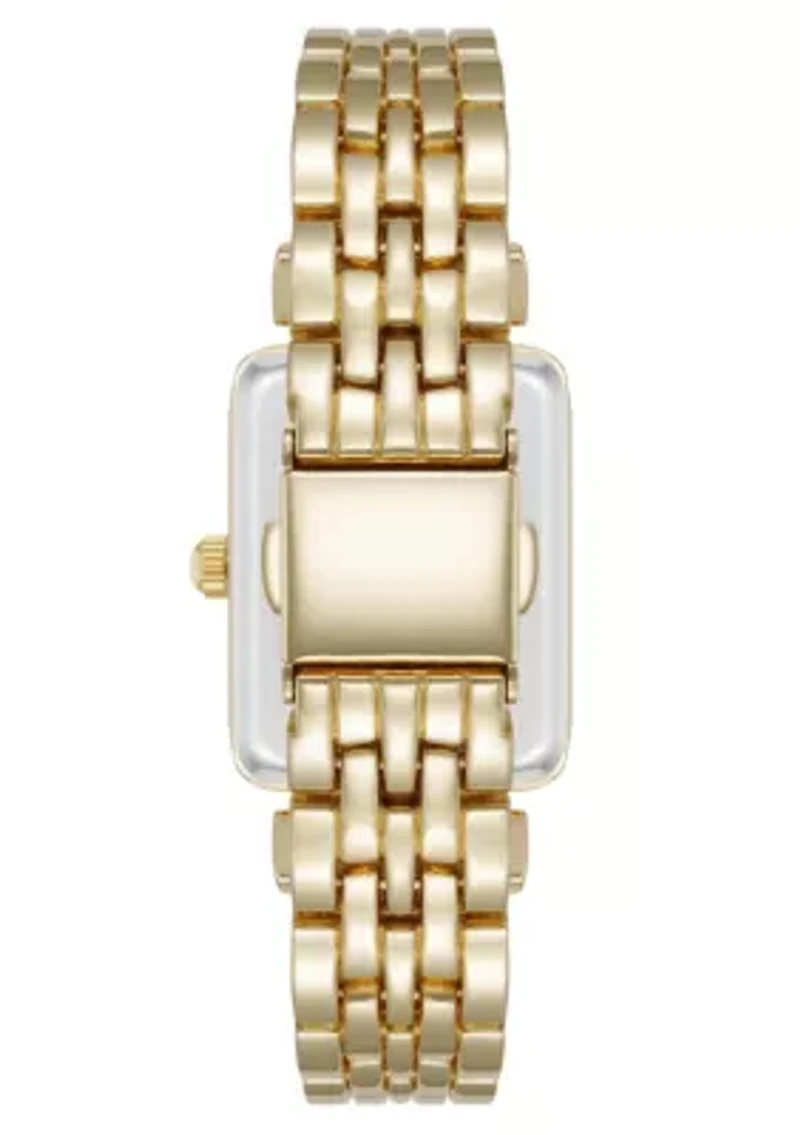 Anne Klein Women's Quartz Rectangular Roman Numeral Gold-Tone Metal Alloy and Black Dial Watch, 23mm