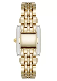 Anne Klein Women's Quartz Rectangular Roman Numeral Gold-Tone Metal Alloy and Black Dial Watch, 23mm