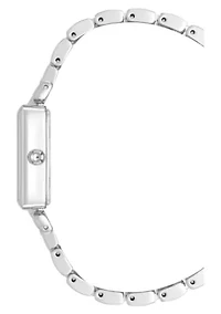 Anne Klein Women's Quartz Rectangular Roman Numeral Silver-Tone Metal Alloy  Watch, 23mm