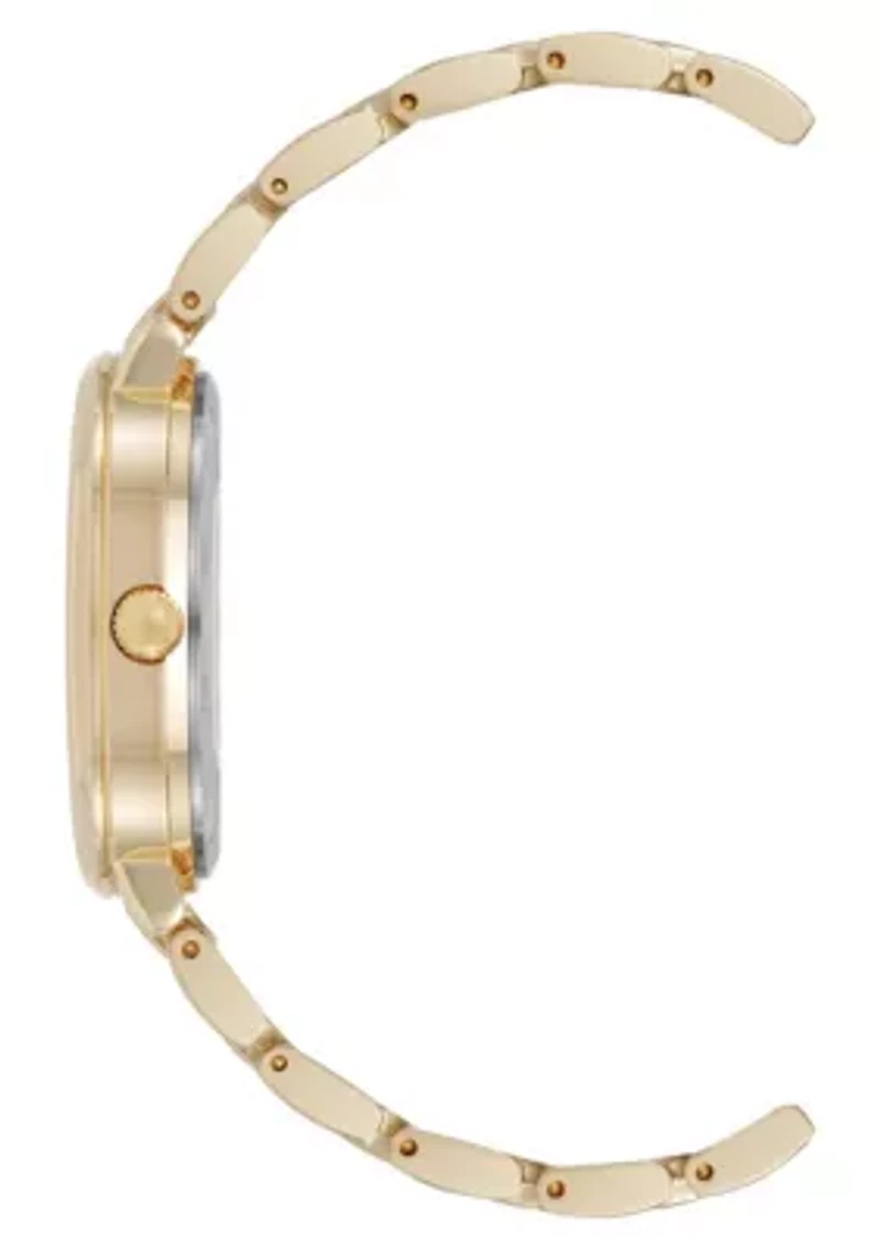 Anne Klein Women's Quartz Round Roman Numeral Gold-Tone Metal Alloy and Champagne Dial Watch, 32mm