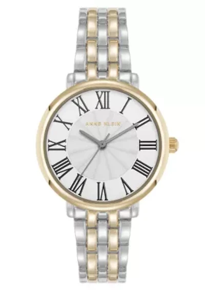 Anne Klein Women's Quartz Round Roman Numeral Two-Tone Metal Alloy Watch, 32mm