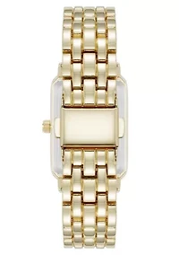 Anne Klein Women's Quartz Rectangular Estate Gold-Tone Metal Alloy and Black Dial Watch, 25mm