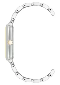 Anne Klein Women's Quartz Rectangular Estate Two-Tone Metal Alloy and Black Dial Watch, 25mm