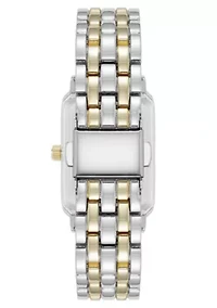 Anne Klein Women's Quartz Rectangular Estate Two-Tone Metal Alloy and Black Dial Watch, 25mm