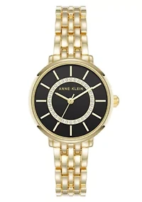 Anne Klein Women's Quartz Classy Gold-Tone Metal Alloy and Black Dial Watch, 30mm