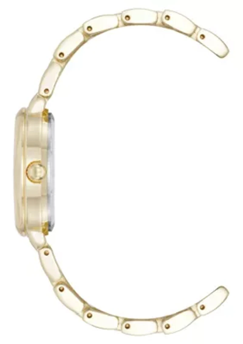 Anne Klein Women's Quartz Classy Gold-Tone Metal Alloy and Black Dial Watch, 30mm