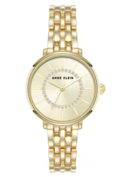 Anne Klein Women's Quartz Classy Gold-Tone Metal Alloy and Champagne Dial Watch, 30mm