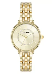Anne Klein Women's Quartz Classy Gold-Tone Metal Alloy and Champagne Dial Watch, 30mm