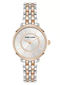 Anne Klein Women's Quartz Classy Silver-Tone and Rose Gold-Tone Metal Alloy Watch, 30mm