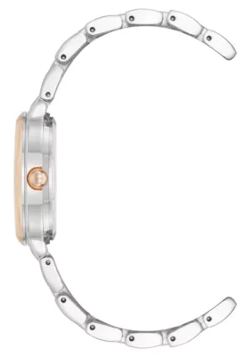 Anne Klein Women's Quartz Classy Silver-Tone and Rose Gold-Tone Metal Alloy Watch, 30mm