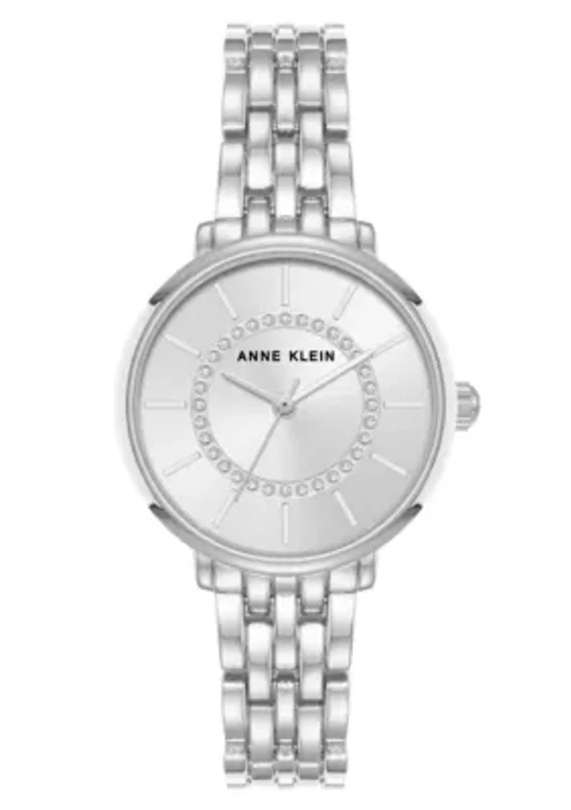 Anne Klein Women's Quartz Classy Silver-Tone Metal Alloy Watch, 30mm