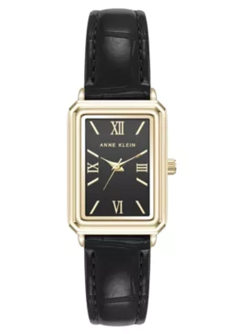 Anne Klein Women's Quartz Casual PU Leather and Gold-Tone Metal Alloy Watch