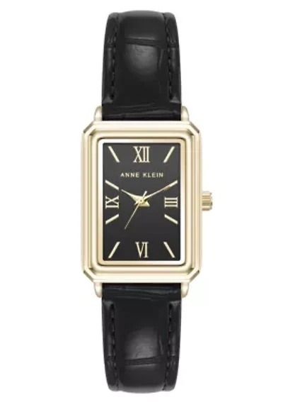 Anne Klein Women's Quartz Casual PU Leather and Gold-Tone Metal Alloy Watch