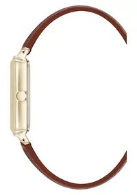 Anne Klein Women's Quartz Casual Brown PU Leather and Gold-Tone Metal Alloy Watch, 25mm