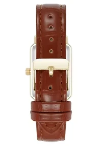 Anne Klein Women's Quartz Casual Brown PU Leather and Gold-Tone Metal Alloy Watch, 25mm