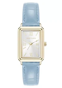 Anne Klein Women's Quartz Casual Light Blue PU Leather and Gold-Tone Metal Alloy Watch, 25mm