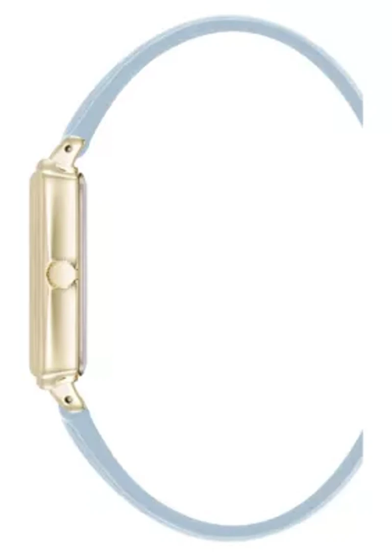 Anne Klein Women's Quartz Casual Light Blue PU Leather and Gold-Tone Metal Alloy Watch, 25mm