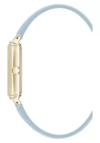Anne Klein Women's Quartz Casual Light Blue PU Leather and Gold-Tone Metal Alloy Watch, 25mm