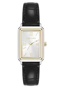 Anne Klein Women's Quartz Casual Black PU Leather and Two-Tone Metal Alloy Watch, 25mm