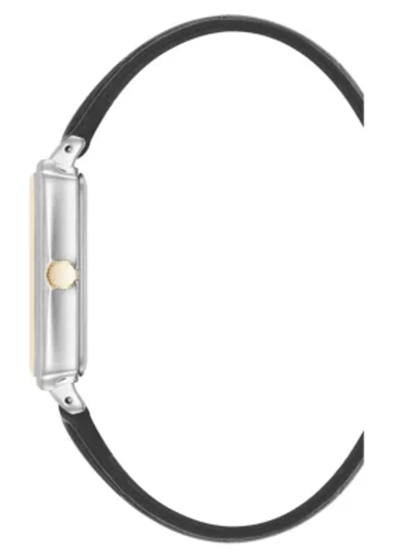 Anne Klein Women's Quartz Casual Black PU Leather and Two-Tone Metal Alloy Watch, 25mm