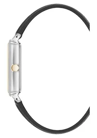 Anne Klein Women's Quartz Casual Black PU Leather and Two-Tone Metal Alloy Watch, 25mm