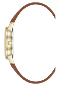 Anne Klein Women's Quartz Casual PU Leather and Gold-Tone Metal Alloy Boyfriend Watch