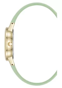 Anne Klein Women's Quartz Casual Mint PU Leather and Gold-Tone Metal Alloy Boyfriend Watch, 34mm