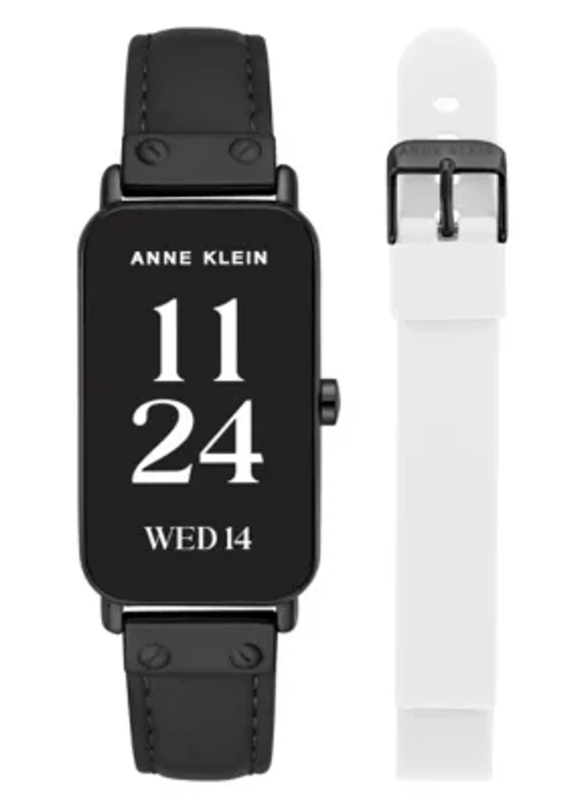Anne Klein Women's Connect It Illume Smartwatch with Black Leather and White Silicone Bands
