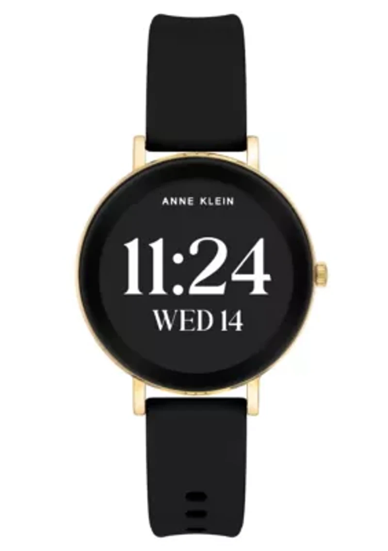 Anne Klein Women's Connect It Prism Smartwatch with Two-Tone Metal Alloy and Black Silicone Bands