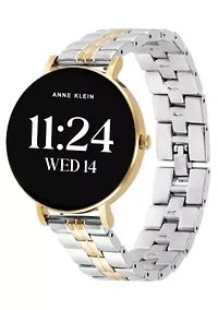 Anne Klein Women's Connect It Prism Smartwatch with Two-Tone Metal Alloy and Black Silicone Bands
