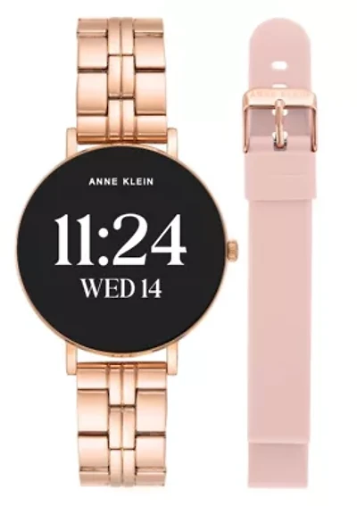 Anne Klein Women's Connect It Prism Smartwatch with Rose Gold-Tone Metal Alloy and Pink Silicone Bands